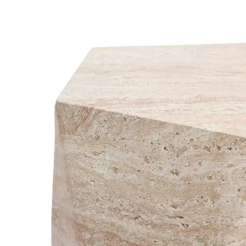 LeisureMod Nexovo - Table d'appoint géométrique moderne en pierre reconstituée pour l'intérieur et l'extérieur