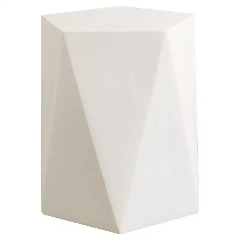 LeisureMod Nexovo - Table d'appoint géométrique moderne en pierre reconstituée pour l'intérieur et l'extérieur