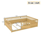 JVNOXK Children's Drop-Side Crib Frame, Full-Size One-Piece Construction with Extra-High Safety Rails and Door, Natural Wood Slatted Base