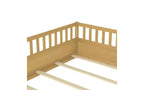 JVNOXK Children's Drop-Side Crib Frame, Full-Size One-Piece Construction with Extra-High Safety Rails and Door, Natural Wood Slatted Base