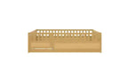 JVNOXK Children's Drop-Side Crib Frame, Full-Size One-Piece Construction with Extra-High Safety Rails and Door, Natural Wood Slatted Base