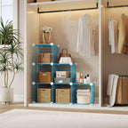 Organisateur d'entrée moderne à 6 cubes, modulable en grille métallique empilable, assemblage rapide pour chaussures, sacs et accessoires