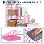 Organisateur d'entrée moderne à 6 cubes, modulable en grille métallique empilable, assemblage rapide pour chaussures, sacs et accessoires