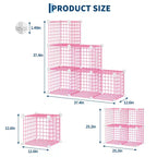 Organisateur d'entrée moderne à 6 cubes, modulable en grille métallique empilable, assemblage rapide pour chaussures, sacs et accessoires