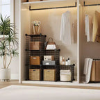 Organisateur d'entrée moderne à 6 cubes, modulable en grille métallique empilable, assemblage rapide pour chaussures, sacs et accessoires