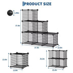 Organisateur d'entrée moderne à 6 cubes, modulable en grille métallique empilable, assemblage rapide pour chaussures, sacs et accessoires