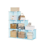 Organisateur d'entrée moderne à 6 cubes, modulable en grille métallique empilable, assemblage rapide pour chaussures, sacs et accessoires