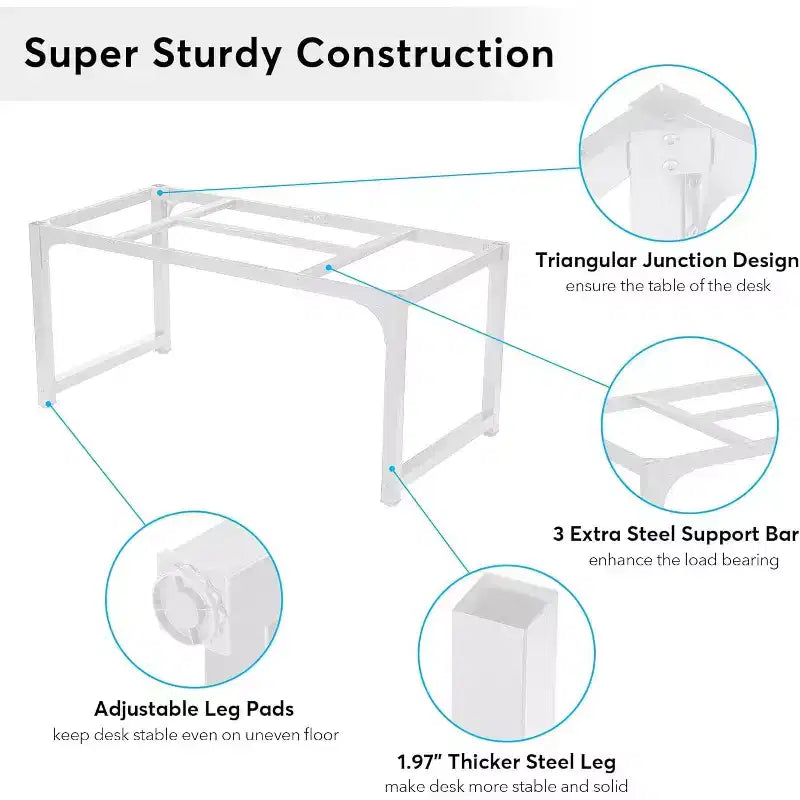 Lantine Modern Computer Desk, 78.7 x 39.4 inch X Large Executive Office Desk Computer Table Study Writing Desk Workstation for Home Office,White