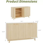 Sideboard Buffet Cabinet with Storage, Modern Fluted Accent Credenza with Doors & Adjustable Shelves, 55.1 in Wood Coffee Bar Console Table