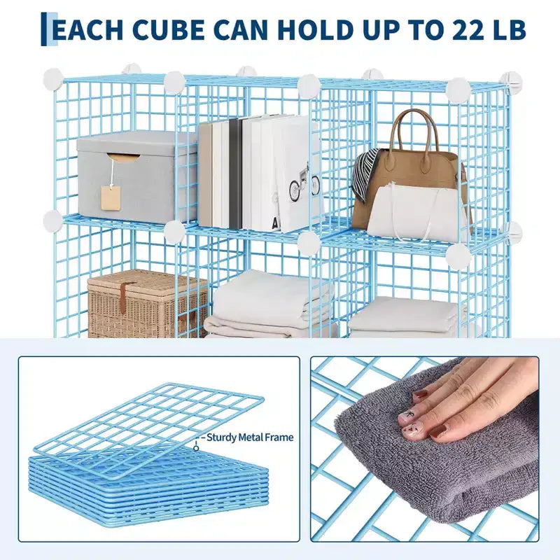 12-Cube Storage Organizer 37 x 13 x 38  Modular Wire Shelving Unit for Closet, Bedroom, Office (1-Pack)