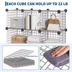 12-Cube Storage Organizer 37 x 13 x 38  Modular Wire Shelving Unit for Closet, Bedroom, Office (1-Pack)