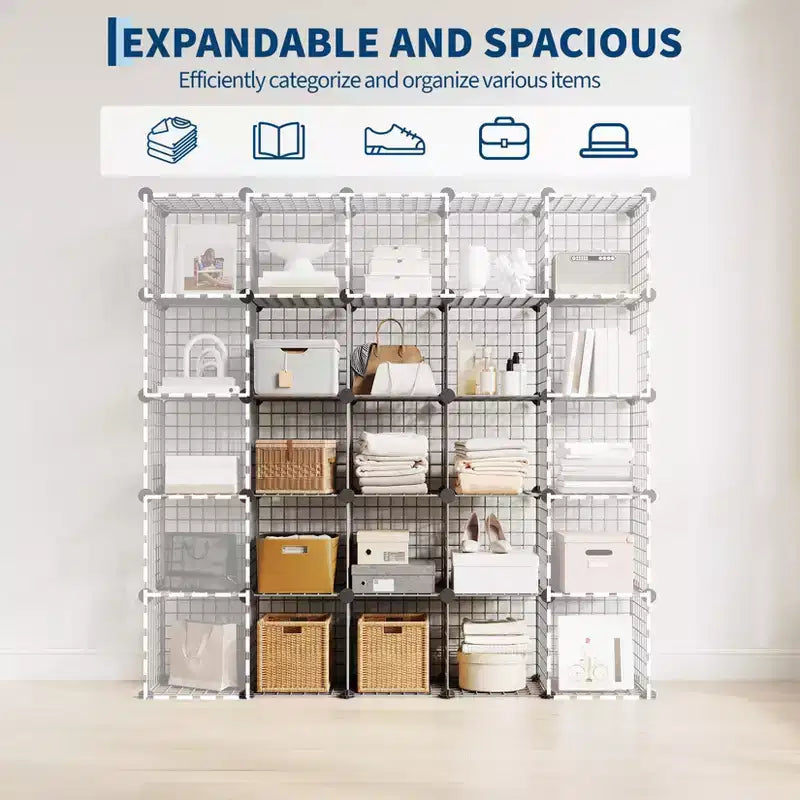 12-Cube Storage Organizer 37 x 13 x 38  Modular Wire Shelving Unit for Closet, Bedroom, Office (1-Pack)