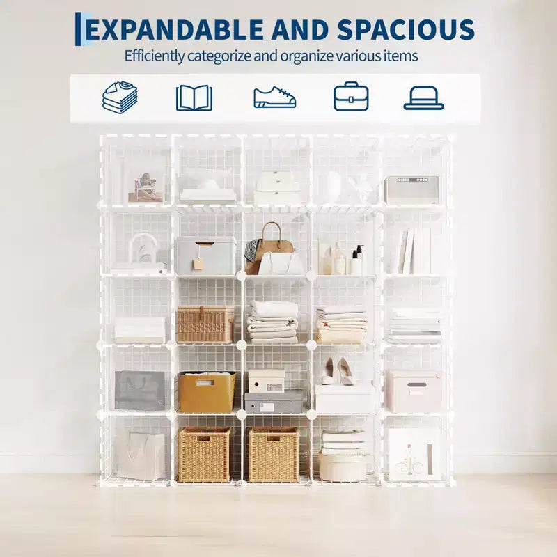 12-Cube Storage Organizer 37 x 13 x 38  Modular Wire Shelving Unit for Closet, Bedroom, Office (1-Pack)