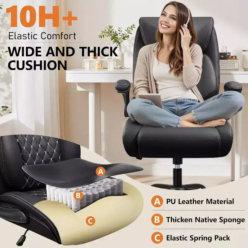 BALHAM TRADE - Chaise de bureau ergonomique avec support lombaire et accoudoirs réglables, roulettes pour le soulagement des douleurs dorsales