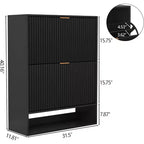 Acekool Slim Mid-Century Modern Shoe Cabinet, Flip Drawer Entryway Organizer with Adjustable Dividers and Hooks