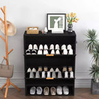 Acekool Slim Mid-Century Modern Shoe Cabinet, Flip Drawer Entryway Organizer with Adjustable Dividers and Hooks