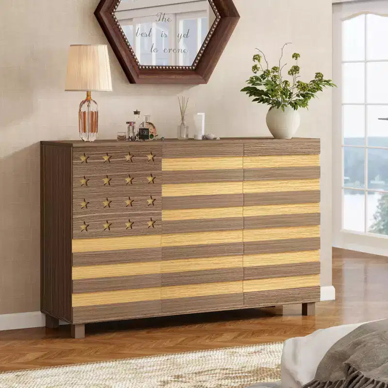 Buffet bahut, 55 po, sculpté à la main, 2 tiroirs et 3 portes, étagères réglables, rangement de cuisine multifonctionnel et console de bar à café