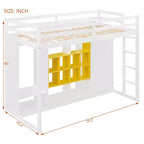GDFStudio Donahue Wood Loft Bed with Wardrobe, shelves and Cabinet