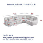 Clihome 123.2 Chenille Cloud Sectional Sofa, Modern Luxury Curved Sofa with 4 Pillows