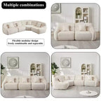 Clihome 123.2 Chenille Cloud Sectional Sofa, Modern Luxury Curved Sofa with 4 Pillows