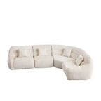 Clihome 123.2 Chenille Cloud Sectional Sofa, Modern Luxury Curved Sofa with 4 Pillows