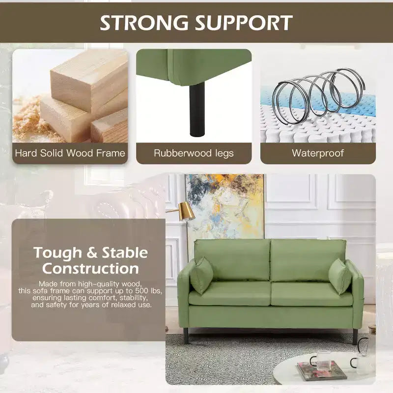 EROMMY 57.9 Velvet Loveseat Sofa,Upholstered Loveseat Couch With 2 Extra Soft Cushions & Convenient Side Storage,Comfortable And Stylish Two-Seater