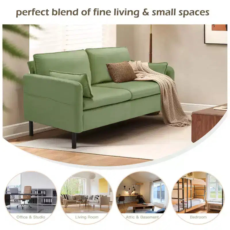 EROMMY 57.9 Velvet Loveseat Sofa,Upholstered Loveseat Couch With 2 Extra Soft Cushions & Convenient Side Storage,Comfortable And Stylish Two-Seater