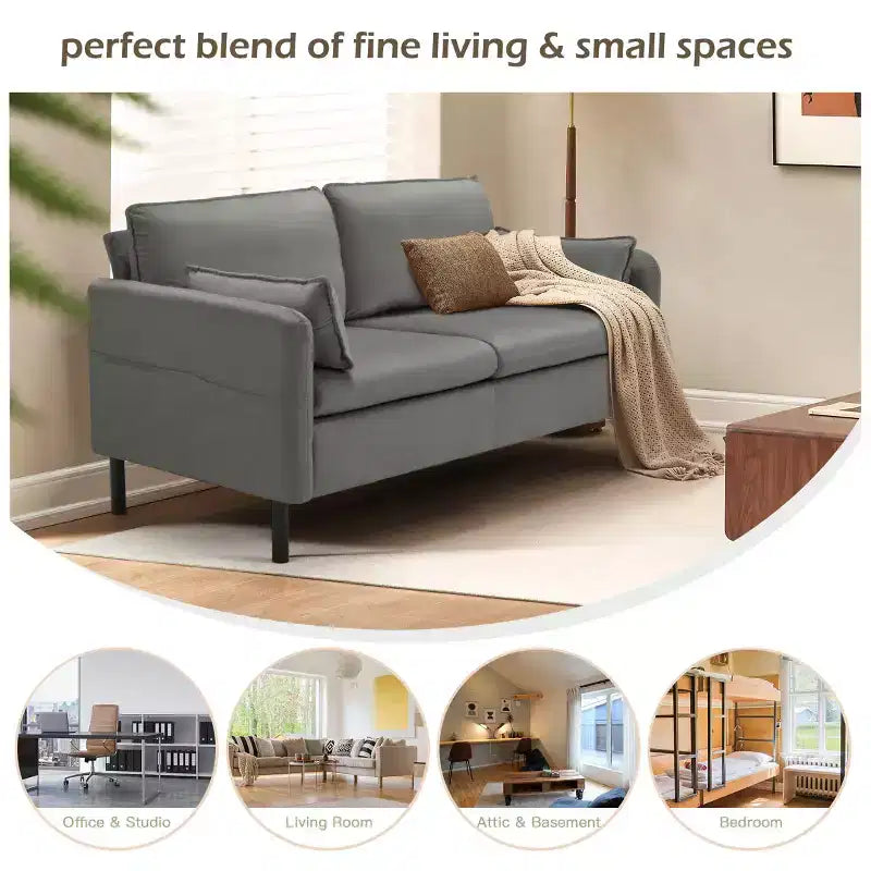 EROMMY 57.9 Velvet Loveseat Sofa,Upholstered Loveseat Couch With 2 Extra Soft Cushions & Convenient Side Storage,Comfortable And Stylish Two-Seater