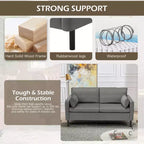 EROMMY 57.9 Velvet Loveseat Sofa,Upholstered Loveseat Couch With 2 Extra Soft Cushions & Convenient Side Storage,Comfortable And Stylish Two-Seater
