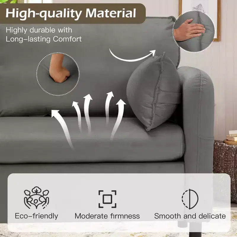 EROMMY 57.9 Velvet Loveseat Sofa,Upholstered Loveseat Couch With 2 Extra Soft Cushions & Convenient Side Storage,Comfortable And Stylish Two-Seater