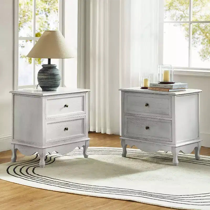 Table d'appoint Fallah 24 po de hauteur à 2 tiroirs avec station de charge | KARAT HOME-BLEU