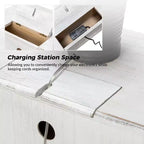 Table d'appoint Fallah 24 po de hauteur à 2 tiroirs avec station de charge | KARAT HOME-BLEU