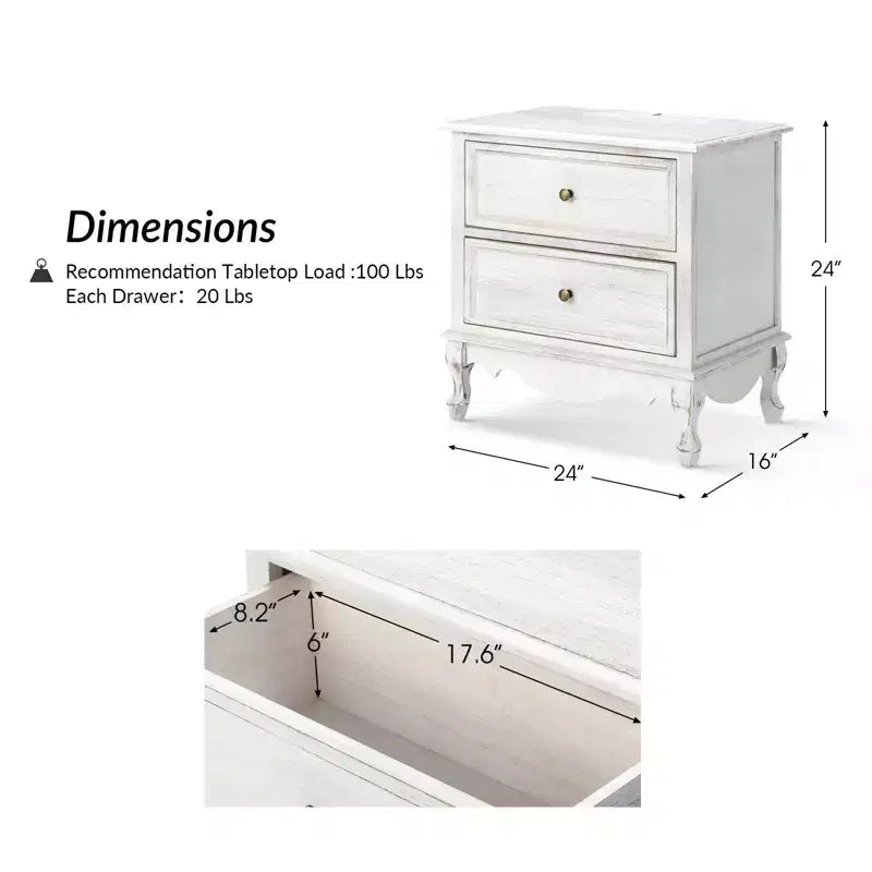 Table d'appoint Fallah 24 po de hauteur à 2 tiroirs avec station de charge | KARAT HOME-BLEU