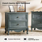 Table d'appoint Fallah 24 po de hauteur à 2 tiroirs avec station de charge | KARAT HOME-BLEU