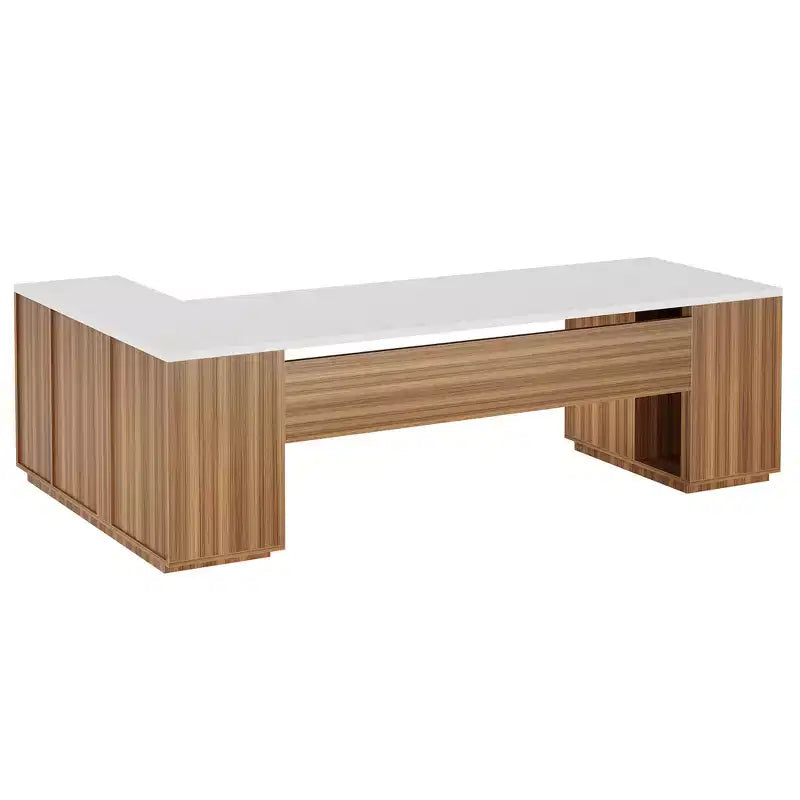 MAYEERTY Bureau de direction en forme de L de 85,8 po, bureau d'ordinateur de bureau avec tiroirs de classement