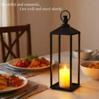 Ensemble de 2 lanternes noires en métal LED sans flamme pour l'extérieur/l'intérieur, pour porche, terrasse et décoration de Noël de ferme
