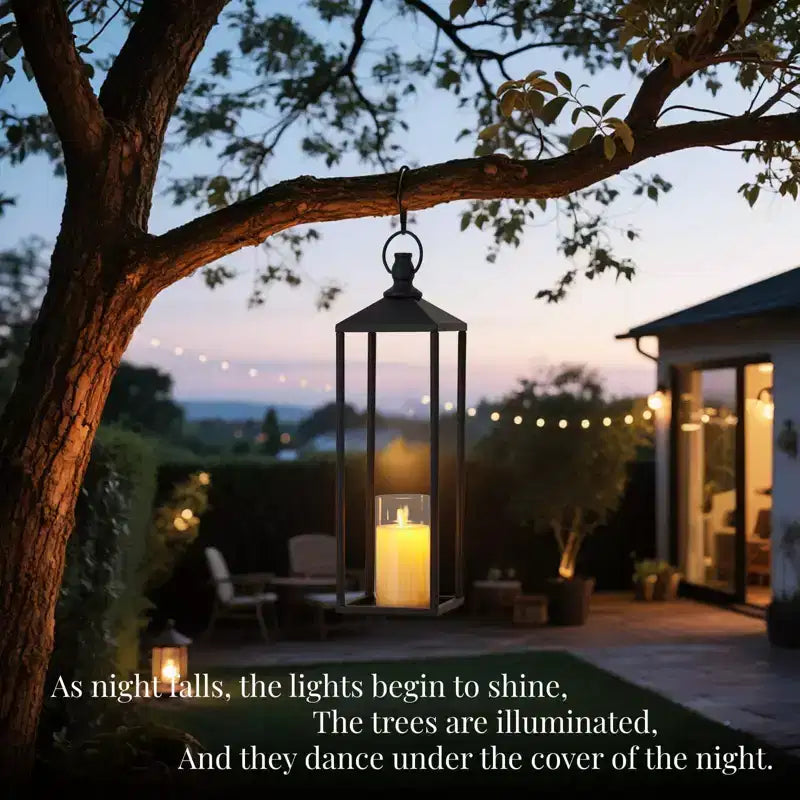 Ensemble de 2 lanternes noires en métal LED sans flamme pour l'extérieur/l'intérieur, pour porche, terrasse et décoration de Noël de ferme