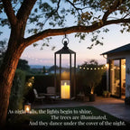 Ensemble de 2 lanternes noires en métal LED sans flamme pour l'extérieur/l'intérieur, pour porche, terrasse et décoration de Noël de ferme