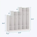 5-Section Classroom Coat Locker with 9 Cubbies & 10 Hooks, Daycare Storage Organizer for Kids, Nursery, Kindergarten, Home, Natural Wood