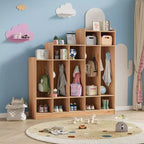 5-Section Classroom Coat Locker with 9 Cubbies & 10 Hooks, Daycare Storage Organizer for Kids, Nursery, Kindergarten, Home, Natural Wood