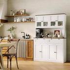 Grand garde-manger haut, Buffet de rangement avec support pour micro-ondes et tiroirs pour cuisine, salle à manger, salon