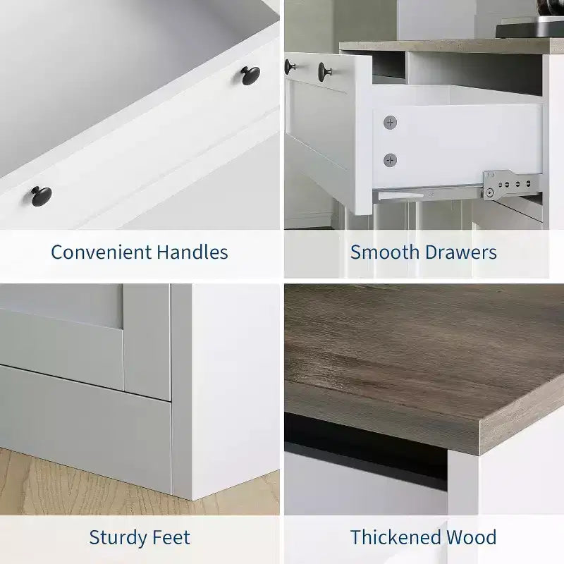 Grand garde-manger haut, Buffet de rangement avec support pour micro-ondes et tiroirs pour cuisine, salle à manger, salon