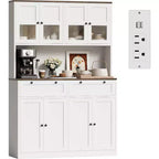 Grand garde-manger haut, Buffet de rangement avec support pour micro-ondes et tiroirs pour cuisine, salle à manger, salon