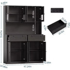 Grand garde-manger haut, Buffet de rangement avec support pour micro-ondes et tiroirs pour cuisine, salle à manger, salon