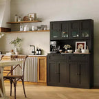 Grand garde-manger haut, Buffet de rangement avec support pour micro-ondes et tiroirs pour cuisine, salle à manger, salon