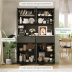 Grand garde-manger haut, Buffet de rangement avec support pour micro-ondes et tiroirs pour cuisine, salle à manger, salon