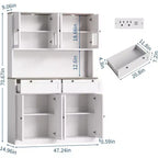 Grand garde-manger haut, Buffet de rangement avec support pour micro-ondes et tiroirs pour cuisine, salle à manger, salon
