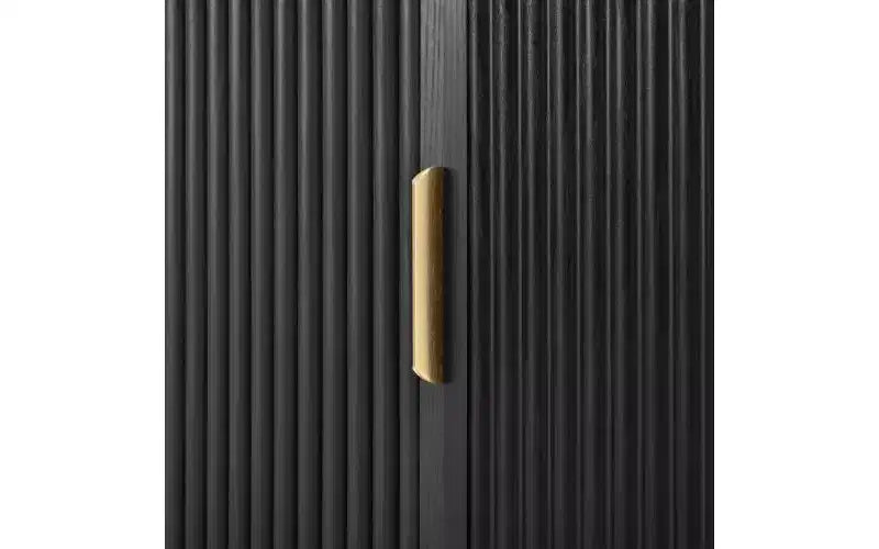 JVNOXK Meuble TV encastré en bois de style rustique de 168 cm avec poignées dorées, convient aux téléviseurs de 75 pouces et moins ; portes coulissantes à roulettes, noir