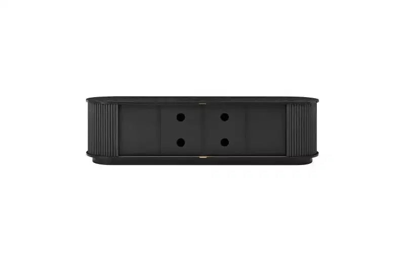 JVNOXK Meuble TV encastré en bois de style rustique de 168 cm avec poignées dorées, convient aux téléviseurs de 75 pouces et moins ; portes coulissantes à roulettes, noir