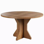 Round Dining Table for 4-6 People, 47 Wood Kitchen Dinner Table with Pedestal Base, Modern Circle Table for Living Room, Kitchen, No Chair